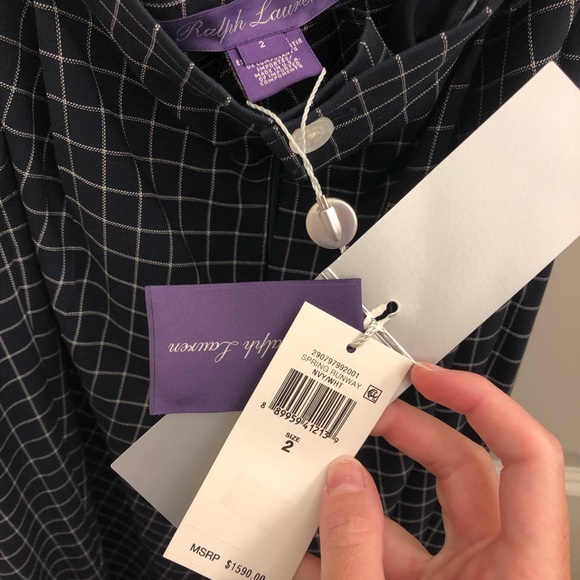 Ralph Lauren Collection NWT navy checked pants - Picture 4 of 4